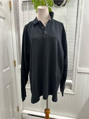 Tommy Bahama Black Long-Sleeve Polo